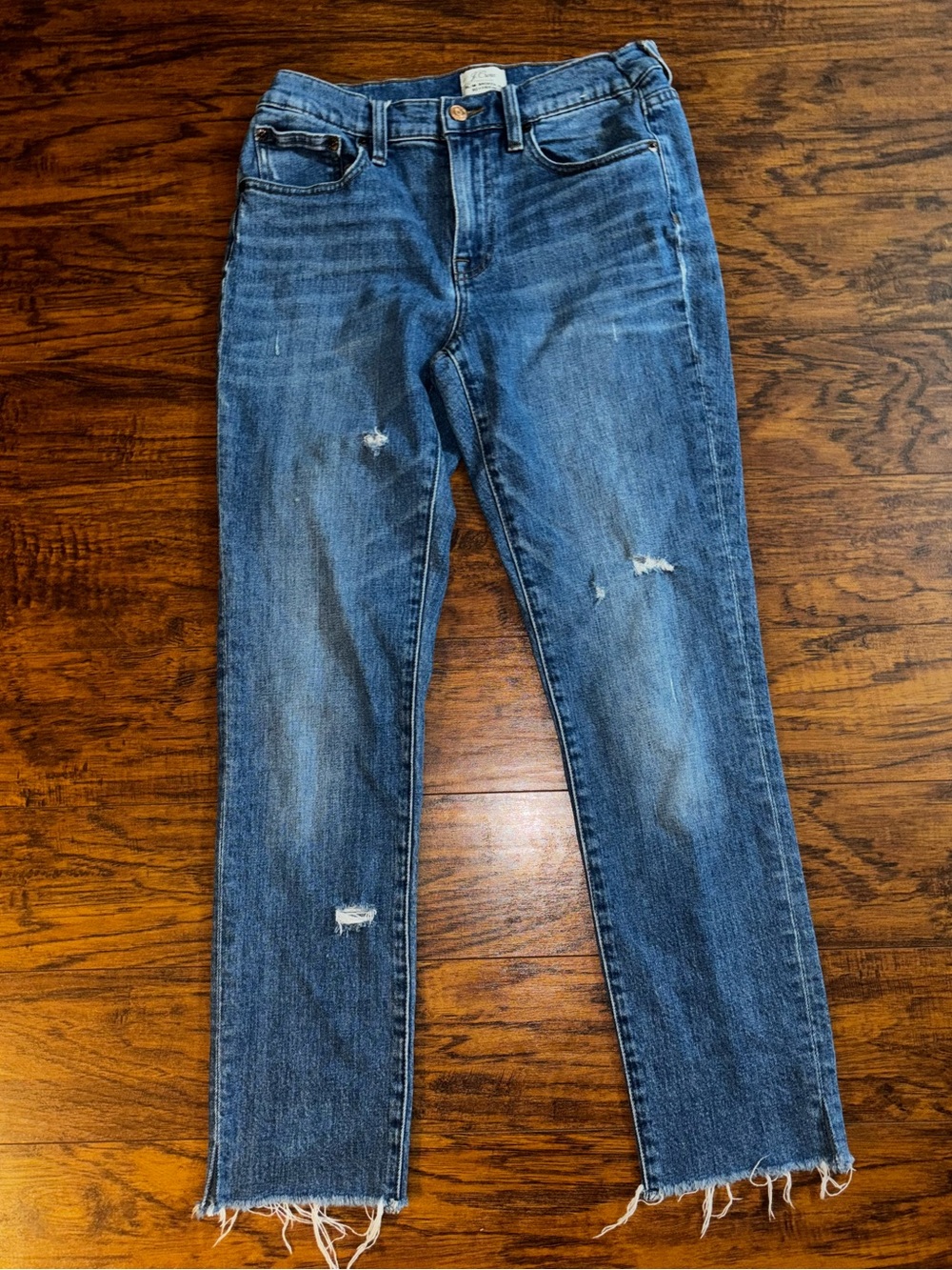J. Crew Trademark Slim Broken in Boyfriend Jeans Distressed Straight-Leg Denim